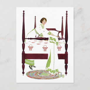 Coles Phillips Vrouw en Vier Poster en Quilts Briefkaart