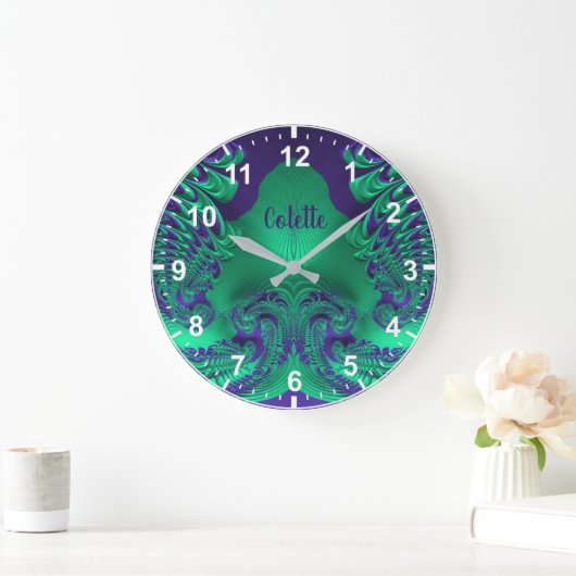 COLETTE ~ WOW! Fractal Pattern Green en Paars ~ Grote Klok (Huis)