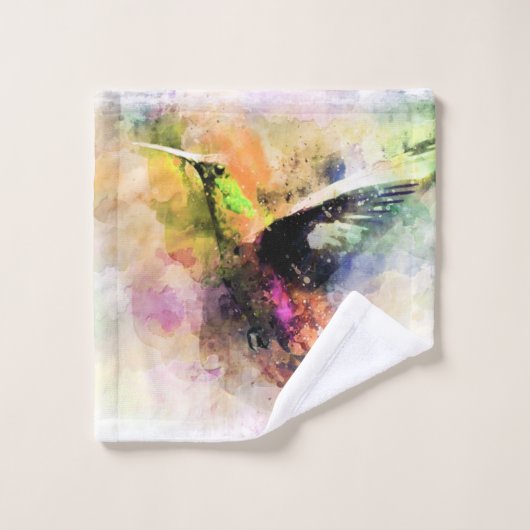 Colibri à l'aquarelle (Gant de toilette)