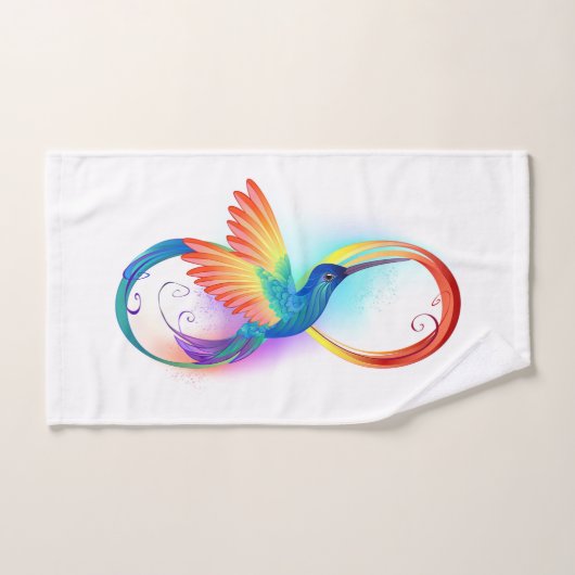 Colibri arc-en-ciel avec symbole de l'infini (Serviette à main)