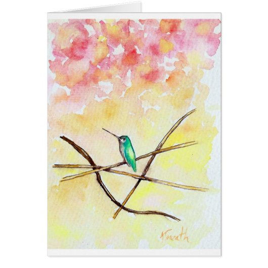 Colibri au Sunset Painting Greeting Card (Devant)