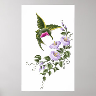 Colibri avec Fleurs 1 Impression