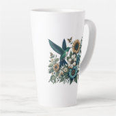 Colibri Avec Fleurs Latte Mug (Angle droit)