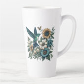 Colibri Avec Fleurs Latte Mug (Droite)