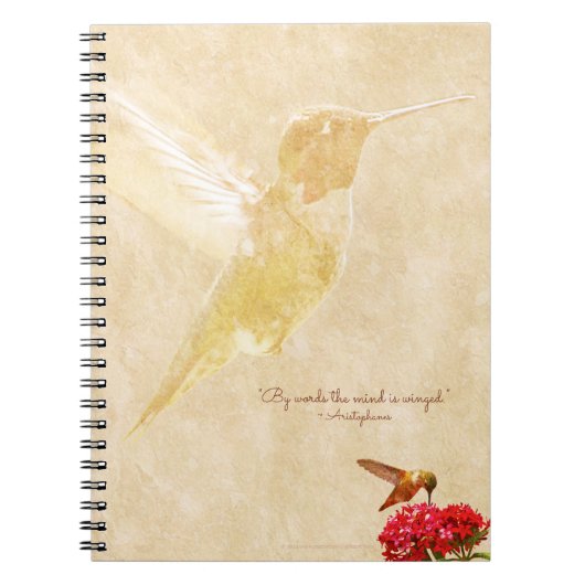 Colibri avec la citation - carnet de notes à (Devant)