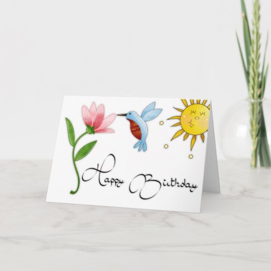 Colibri avec une carte d'anniversaire joyeuse à la (Devant)