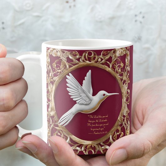 Colibri blanc sur la Mug de bénédiction matinale r
