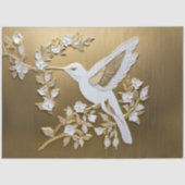 Colibri blanc sur papier de soie découpé or (Recto)