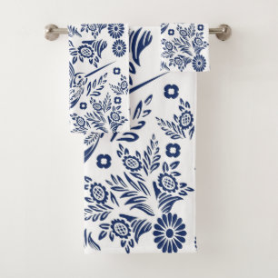 Colibri Bleu et Blanc Floral Mexicain Talavera
