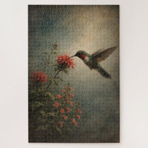 Colibri Bloom Art floral d'oiseau Puzzle