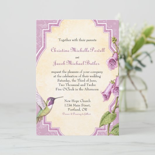 Colibri de digitale - faire-part de mariage (Debout devant)