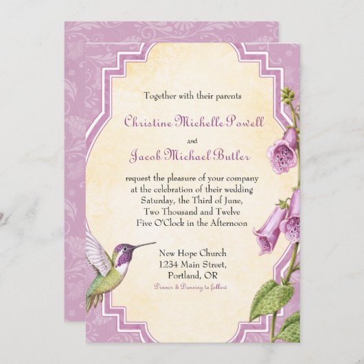 Colibri de digitale - faire-part de mariage (Devant / Derrière)