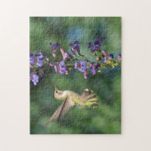 Colibri en vol avec puzzle à fleurs (Vertical)