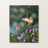 Colibri en vol avec puzzle à fleurs (Vertical)