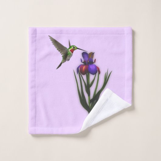 Colibri Et Fleur Iris (Gant de toilette)
