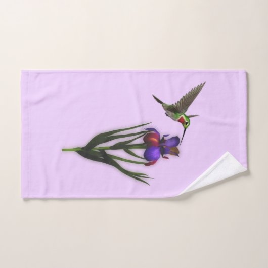 Colibri Et Fleur Iris (Serviette à main)