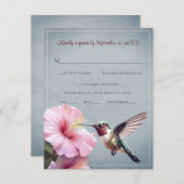 Colibri et Hibiscus | Blue Wedding RSVP (Devant / Derrière)