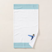 Colibri et monogramme sur fond bleu clair et blanc (Serviette à main)