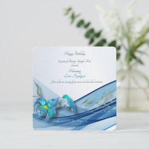Colibri et vague bleue Invitation d'anniversaire