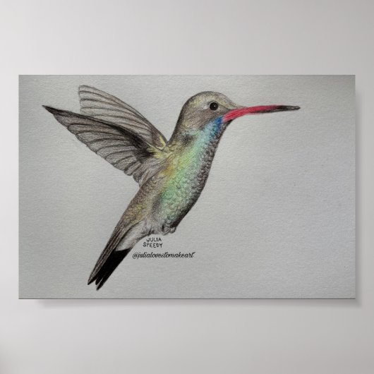 Colibri iridescent | Impression d'art au crayon (Devant)