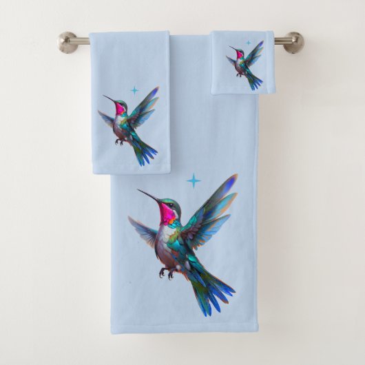 Colibri magnifique sur fond bleu clair (En situation)