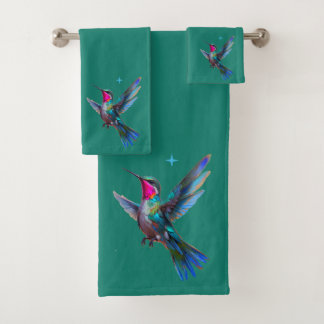 Colibri magnifique sur fond bleu sarcelle 