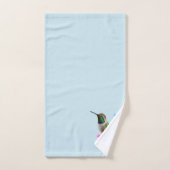 Colibri moderne et fleur sur fond bleu clair (Serviette à main)