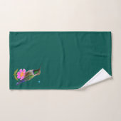 Colibri moderne et fleur sur fond bleu-vert (Serviette à main)
