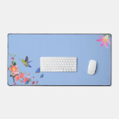 Colibri, papillons et fleurs sur fond bleu clair (Clavier et souris)