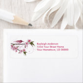 Colibri rose et fleurs Retourner les étiquettes d' (En situation)