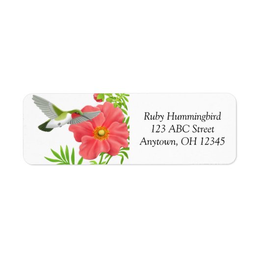 Colibri Ruby Throsé sur le Étiquette de fleurs de (Devant)