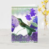 Colibri vert avec fleurs, dentelle, carte perles (Fleur jaune)