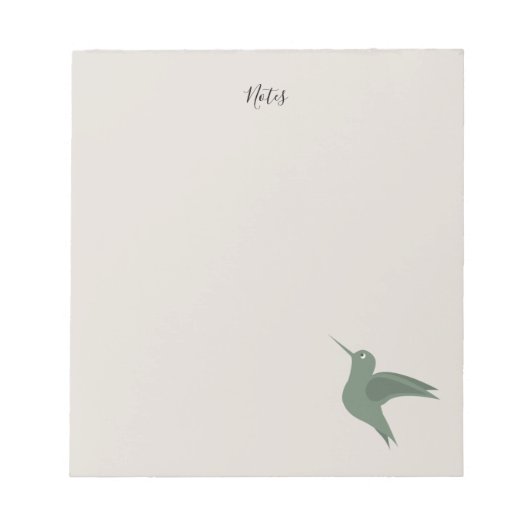 colibri vert olive rustique élégant bloc-notes (Devant)