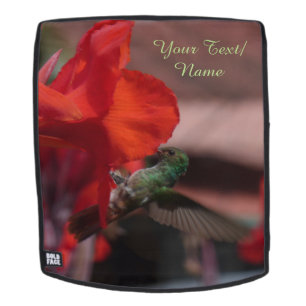 Colibri vert sur rouille de fleurs. Sac à dos