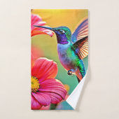 Colibri vibrant au coucher du soleil (Serviette à main)