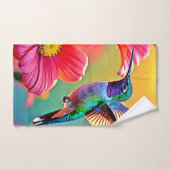 Colibri vibrant au coucher du soleil (Serviette à main)