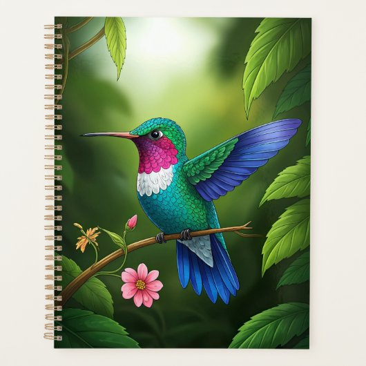 Colibri vibrant parmi les feuilles (Devant)