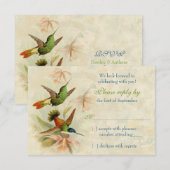 Colibri Vintage Floral Mariage Réponse RSVP (Devant / Derrière)