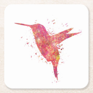 Colibri Vogels Bos Wild Nature Wereld Land V Vierkante Kartonnen Onderzetter