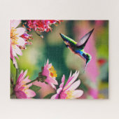 Colibri volant vers le Puzzle des fleurs (Horizontal)