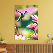 Colibri volant vers une impression sur toile de fl (Insitu(Salon))
