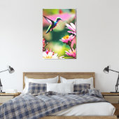Colibri volant vers une impression sur toile de fl (Insitu(Chambre))