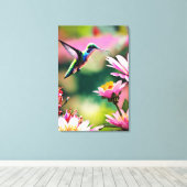 Colibri volant vers une impression sur toile de fl (Insitu (Plancher de Bois))