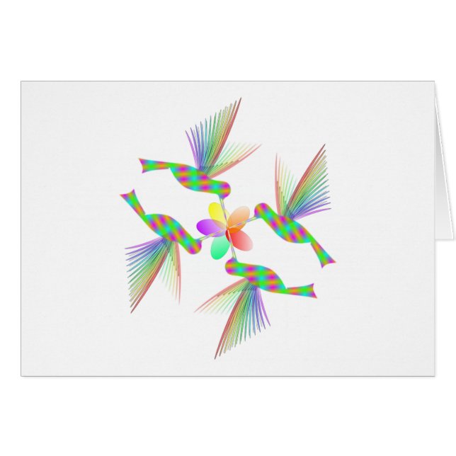 Colibris Arc-En-Ciel Embrasser Une Fleur (Devant horizontal)