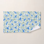 Colibris bleu et motif feuille. (Serviette à main)