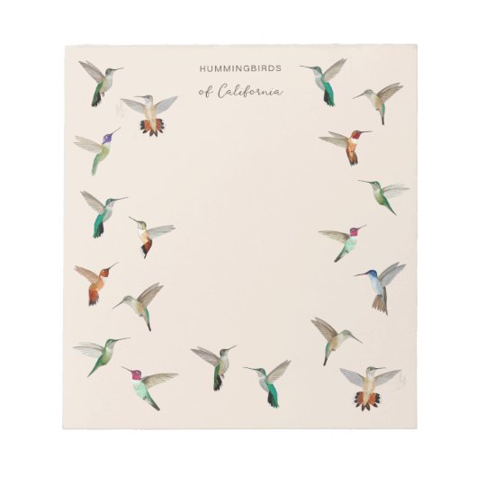 Colibris de Californie Bloc-notes (Devant)