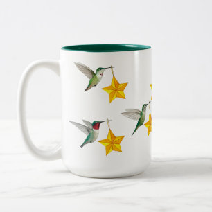 Colibris et étoiles Mug à café à deux tons