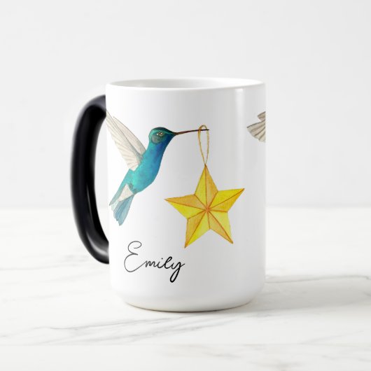 Colibris et étoiles personnalisés Mug à café à deu (Devant gauche)