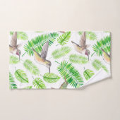 Colibris et feuilles tropicaux (Serviette à main)