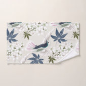 Colibris et fleurs blanches. (Serviette à main)